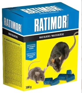 Ratimor parafinové bloky 300g otrava na myši (účinná látka Brodifacoum)